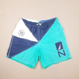 Nautica Colorblock Embroidered Logo Swim Shorts
